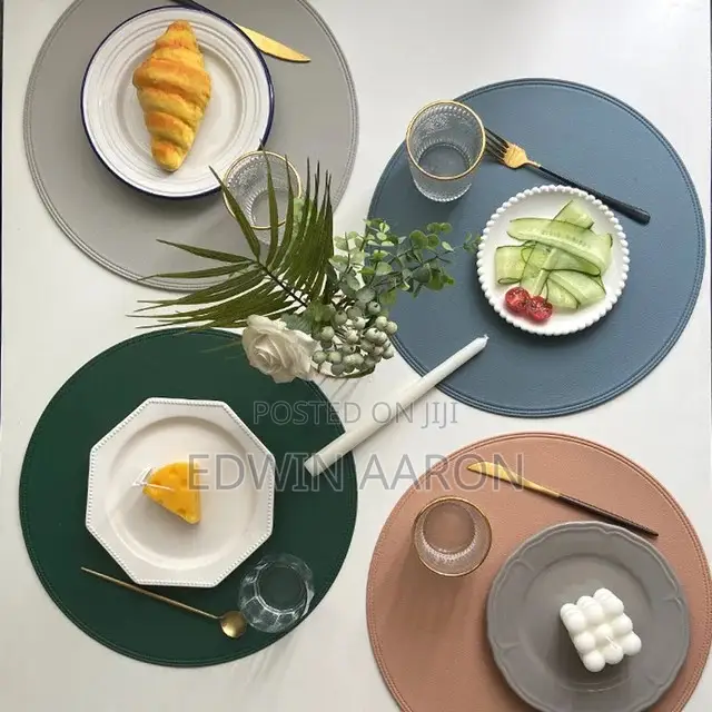 12pcs Round Leather Table Mats