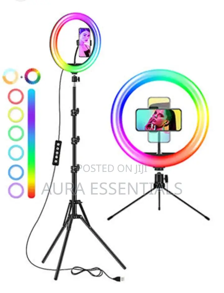 2 in 1 Multicolour Ring Light With Tripod ( 12inch)