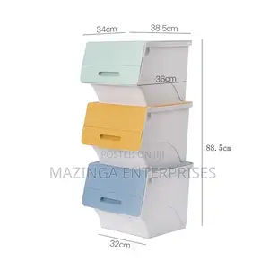 Plastic Large Size Stackable Storage Bin/Box With Front Lids
