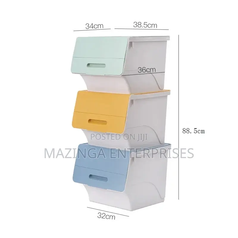 Plastic Large Size Stackable Storage Bin/Box With Front Lids