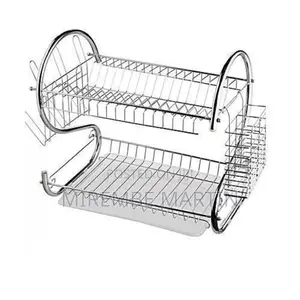 2 Tier Stainless Steel Dish Drainer Rack.