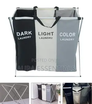 Multi-Color 3 Grid Foldable Laundry Basket