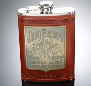 Jim Beam Stainless Steel Liquor Whiskey Bottle