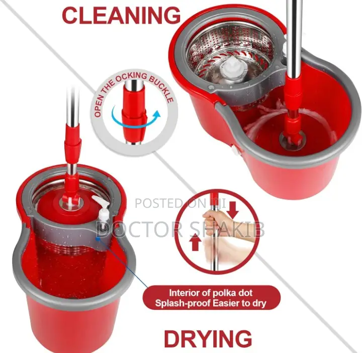 Commercial 3600 Head Spin Dry Floor Mop Bucket