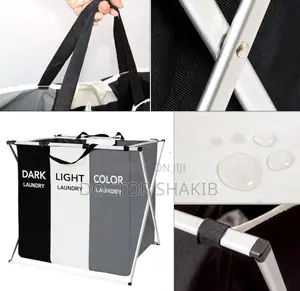 Foldable Three Portioned Laundry Basket Organizer