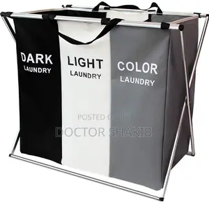 Foldable Three Portioned Laundry Basket Organizer