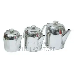 A Set of 3 Steel Tea Pots – Silver