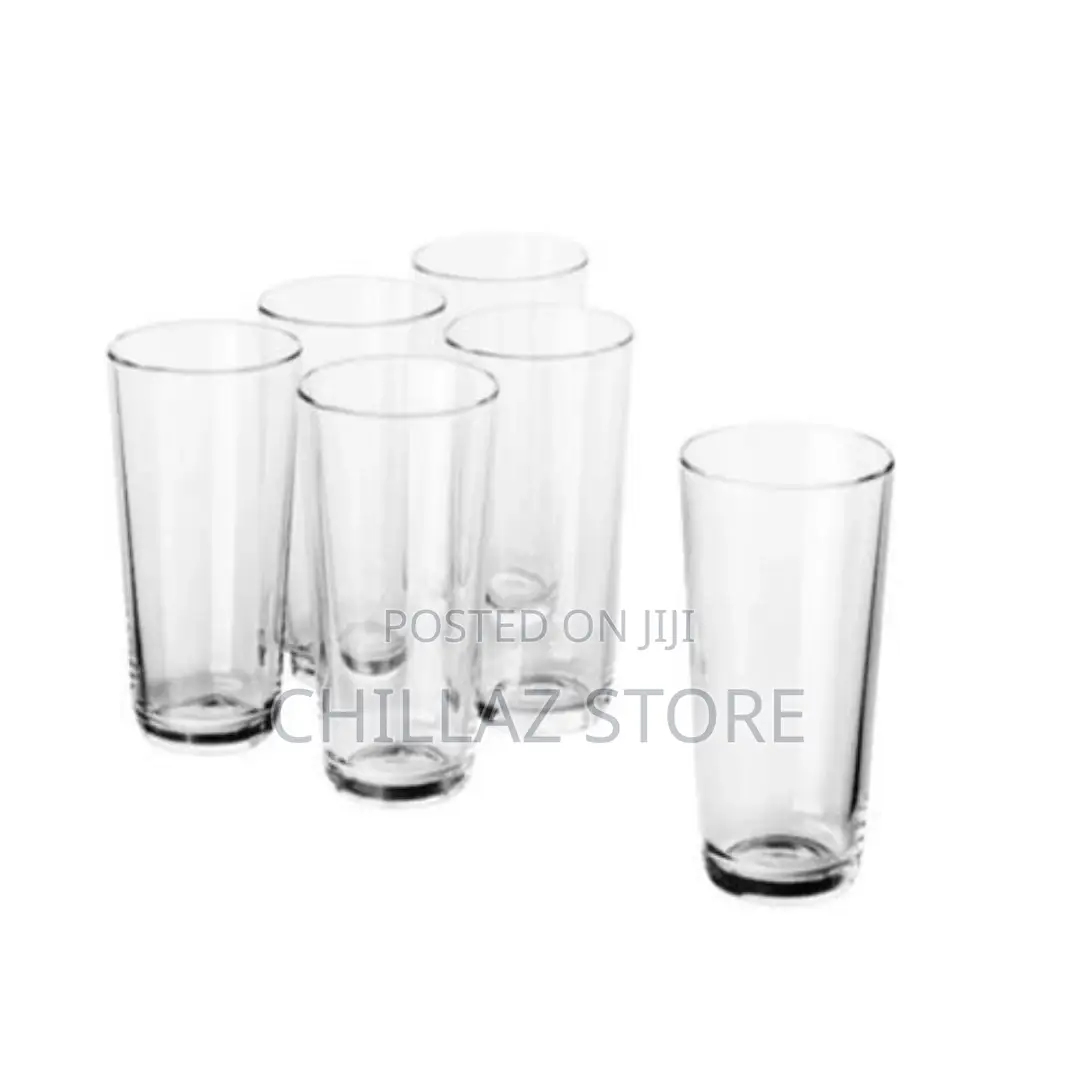 6 Long Drinking Glasses Plus 1 Glass Jug