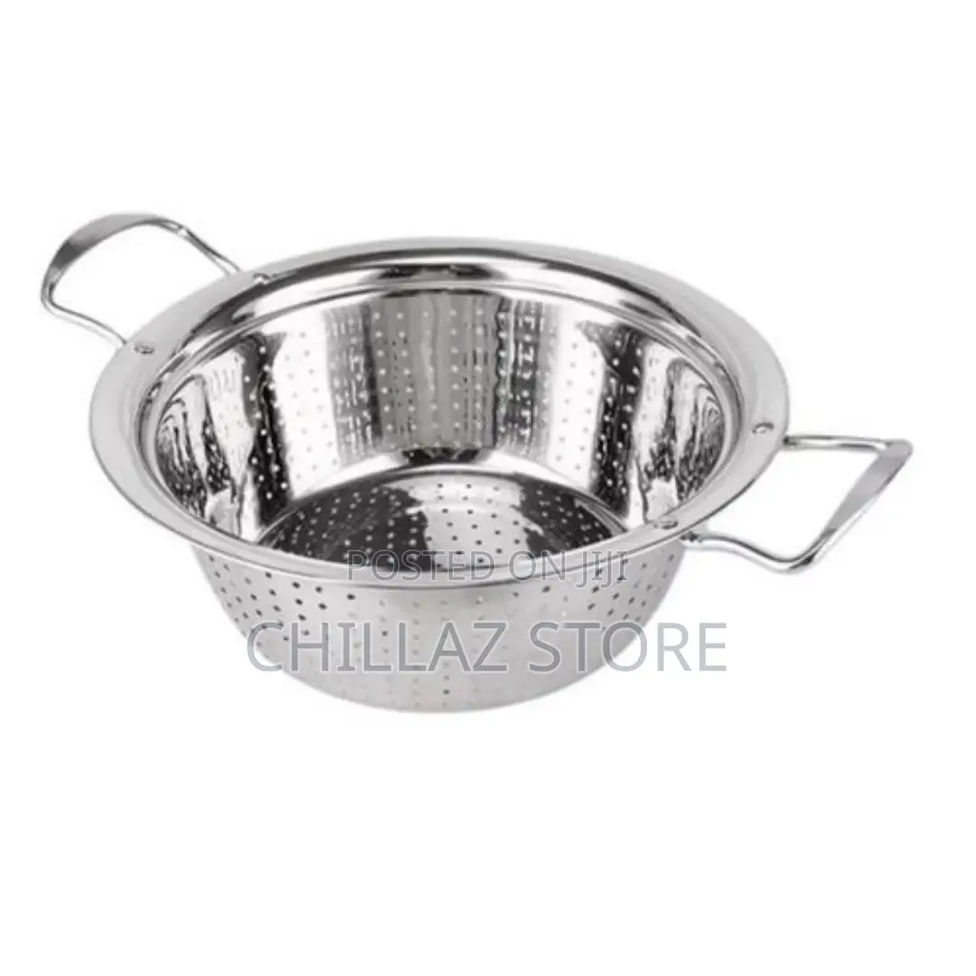 Round Stainless Steel Colander Strainer Sieve-Silver