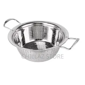 Round Stainless Steel Colander Strainer Sieve-Silver