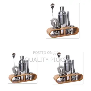 Brand Cocktail Shaker With Wooden Stand