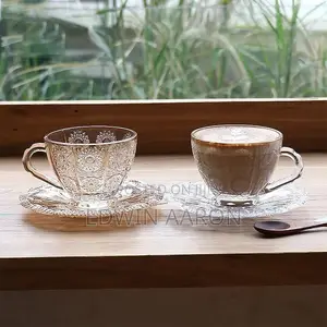 Glass Tea Cups Set With Saucers 12pcs