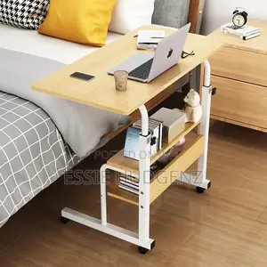 Adjustable Laptop Table With Shelves and Rollers