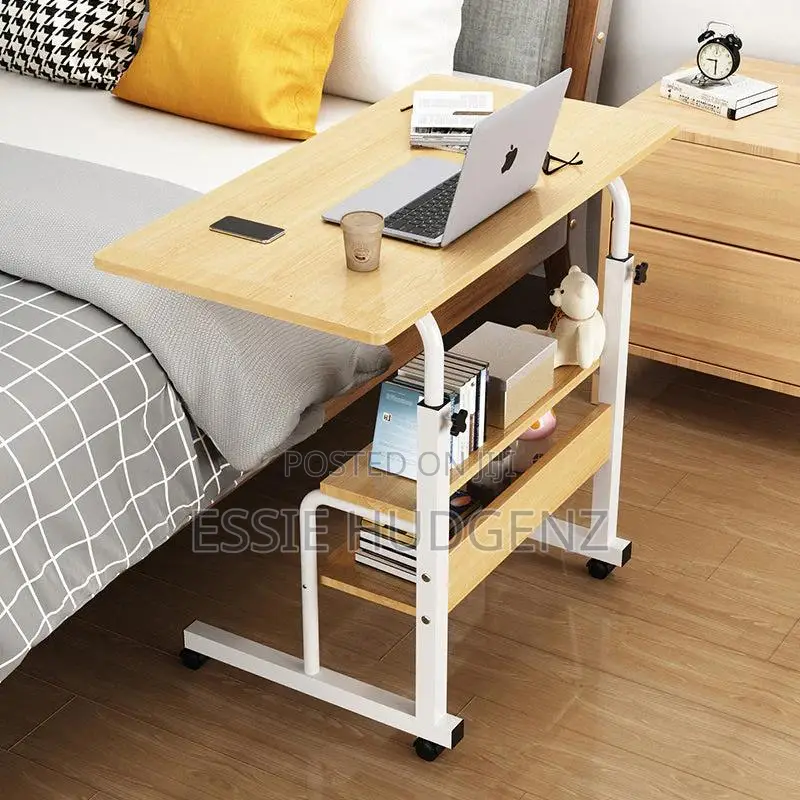 Adjustable Laptop Table With Shelves and Rollers