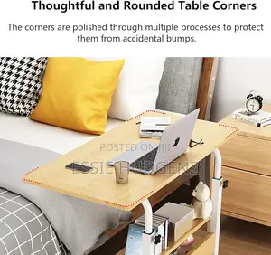Adjustable Laptop Table With Shelves and Rollers