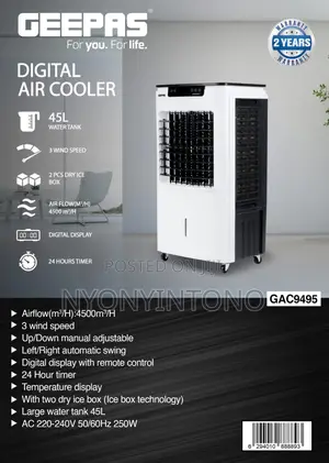Geepas Air Cooler With 2 Years Warranty and Remote Control.