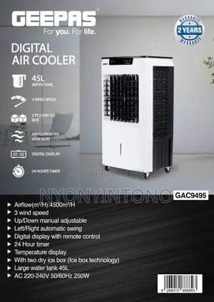Geepas Very High Quality Air Cooler With Timer Remote CTRL