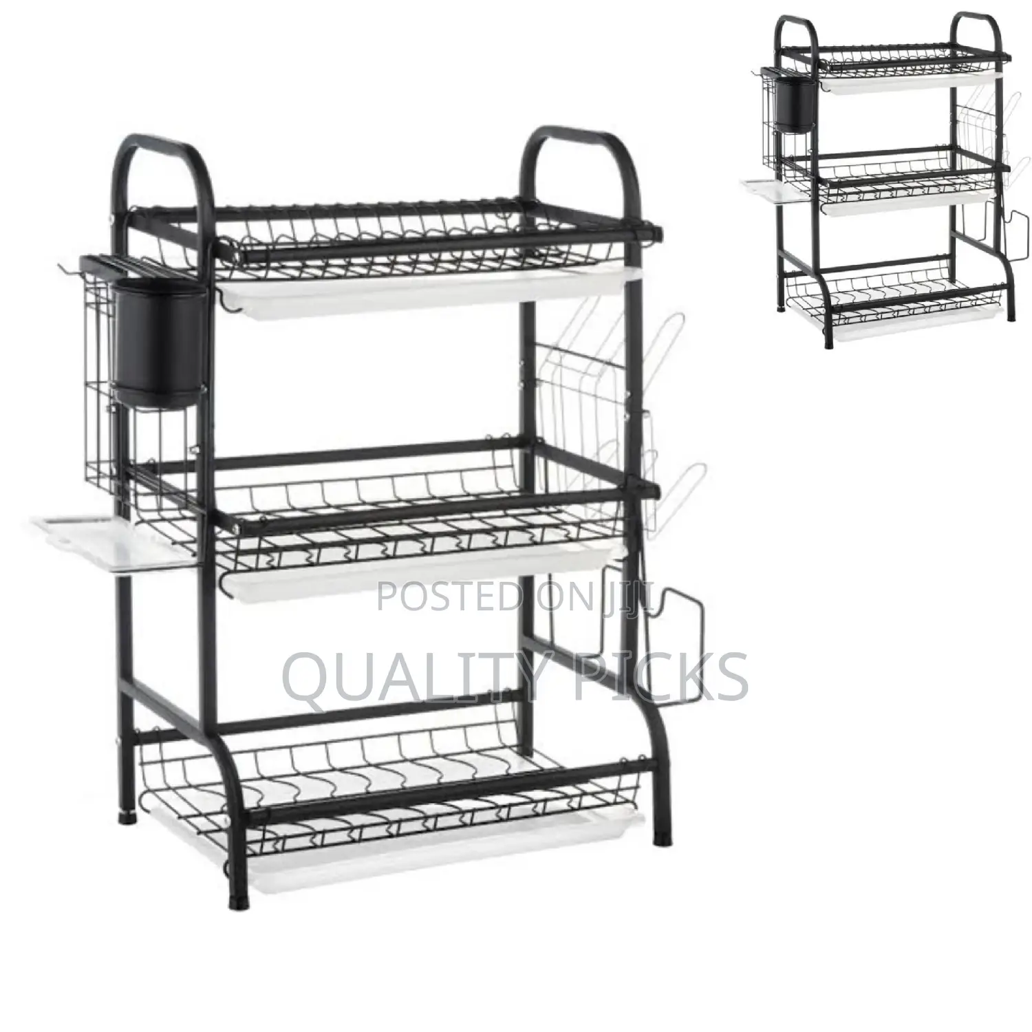3 Layer Metallic Dish Rack Organizer
