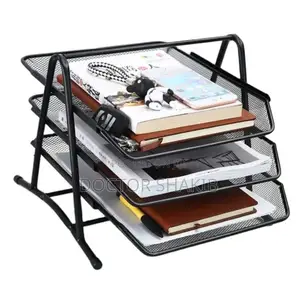 3-Tier Metal Mesh File Rack Organizer