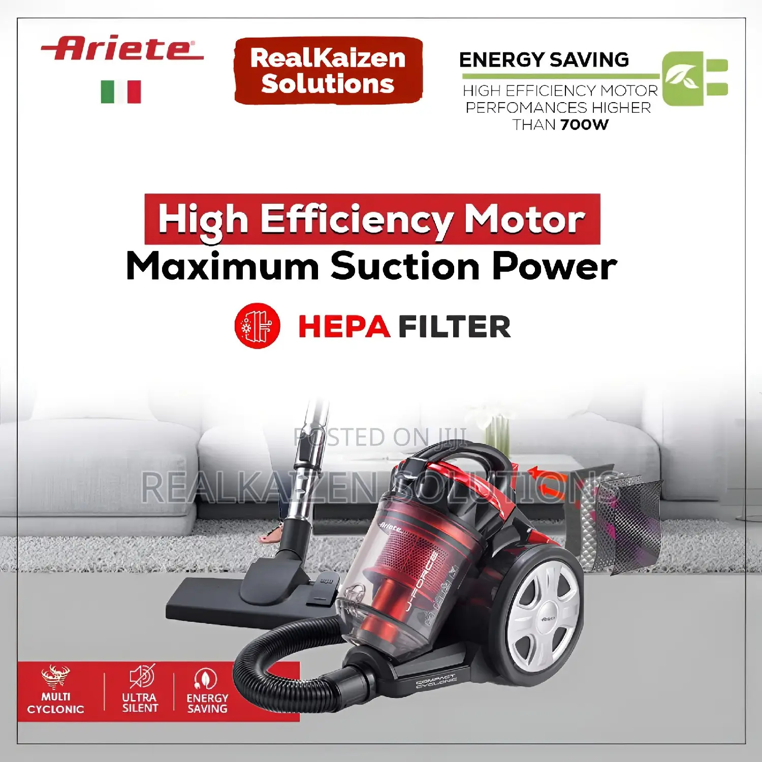 Italy ARIETE J-Force Bagless Multi Cyclone Vacuum Cleaner