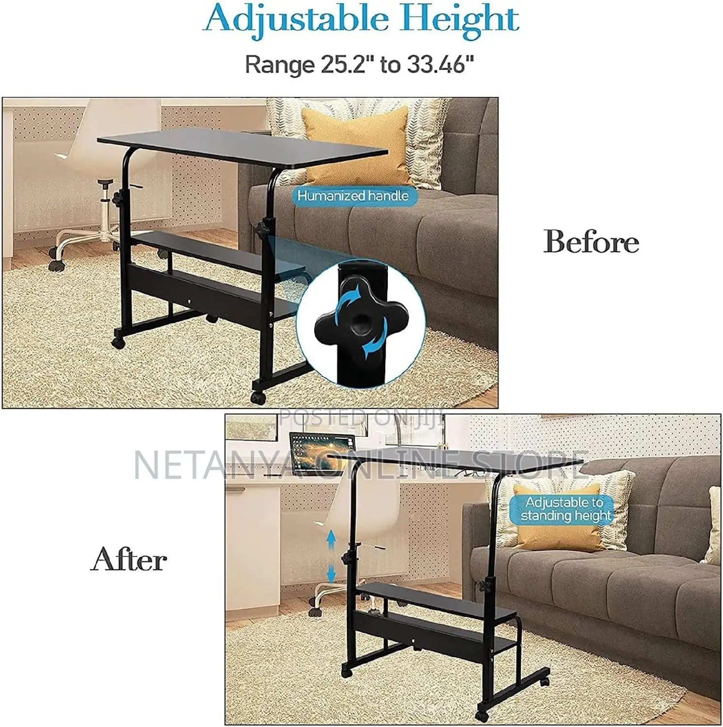 High Quality Adjustable Rolling Laptop Table