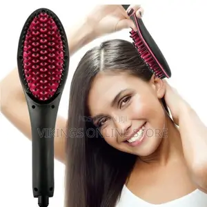 2 in 1 Electric Hair Straightening Curling Iron-Black Pink