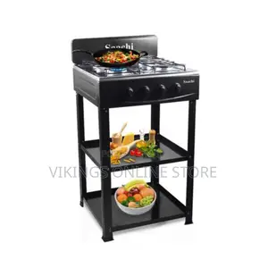 Saachi 4 Burner Stainless Steel Gas Stove-Silver/Black