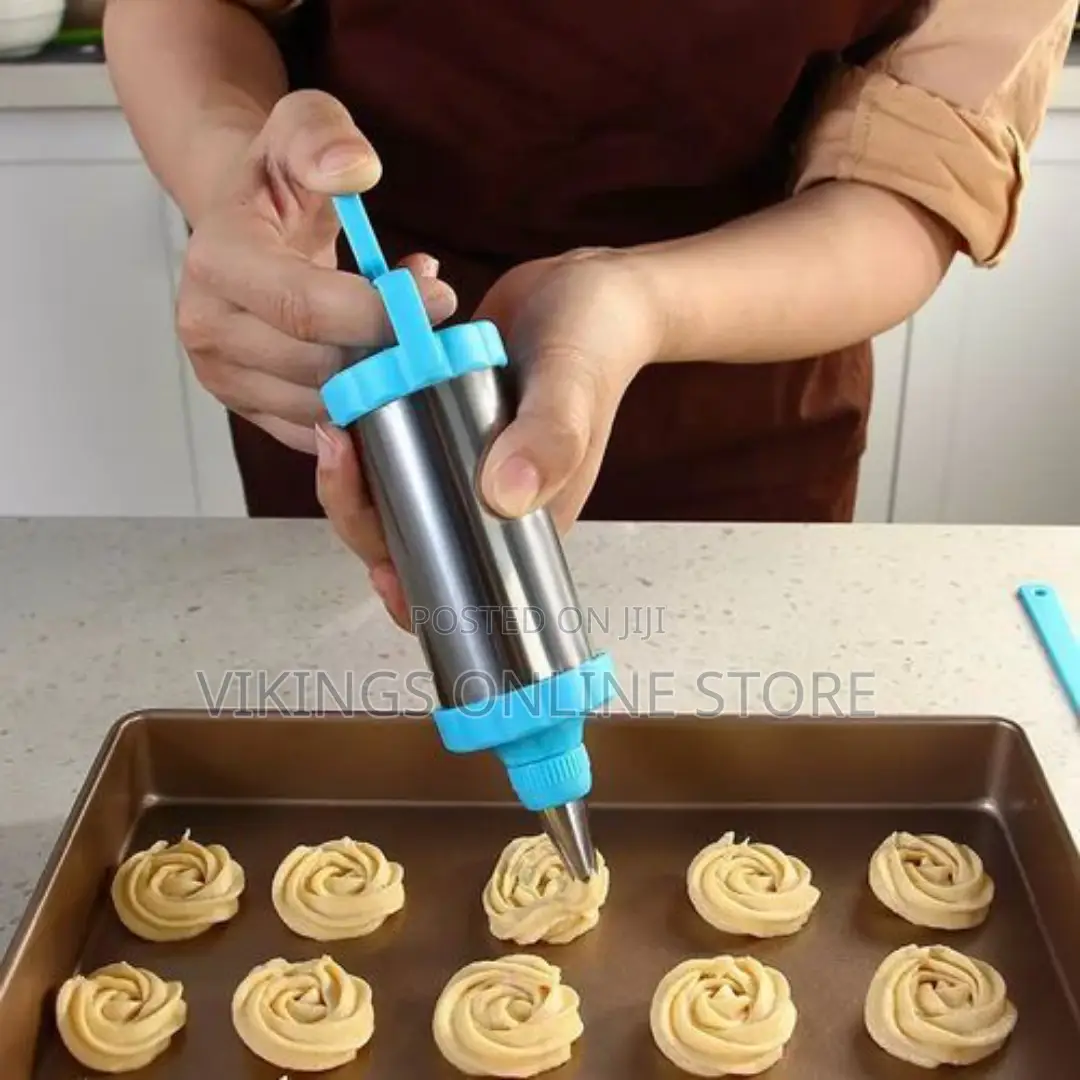 5 Pieces Cake Icing Decorating Tool Kit-Silver/Blue