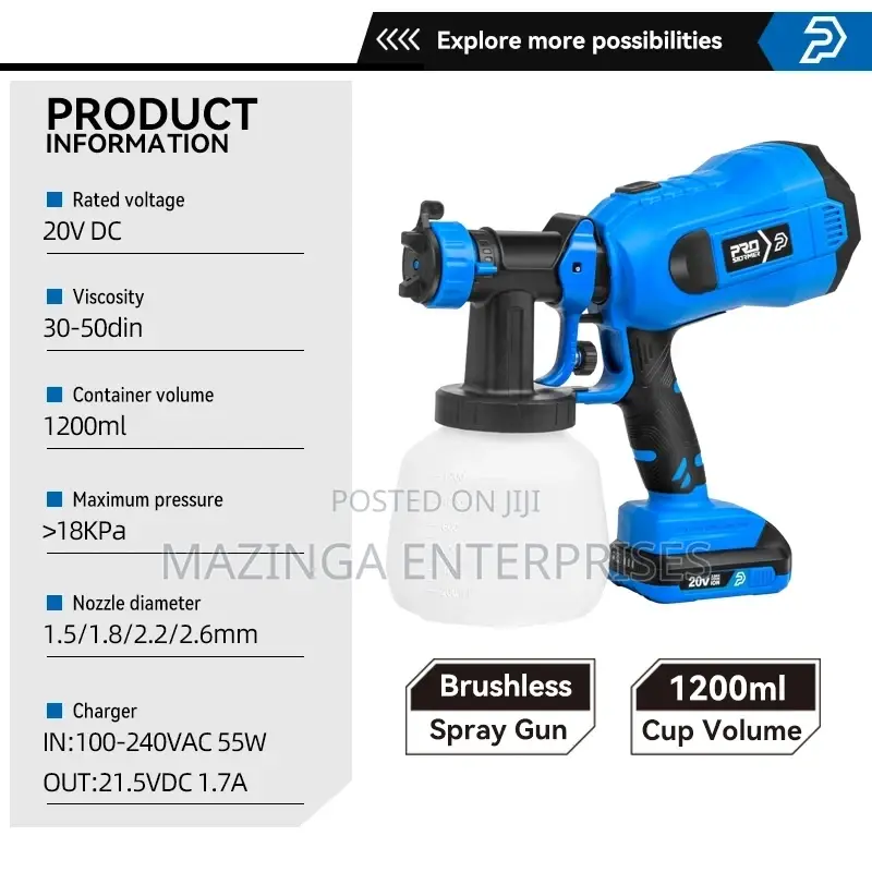 Lithium Battery Portable Handheld Cordless Paint Spray Gun
