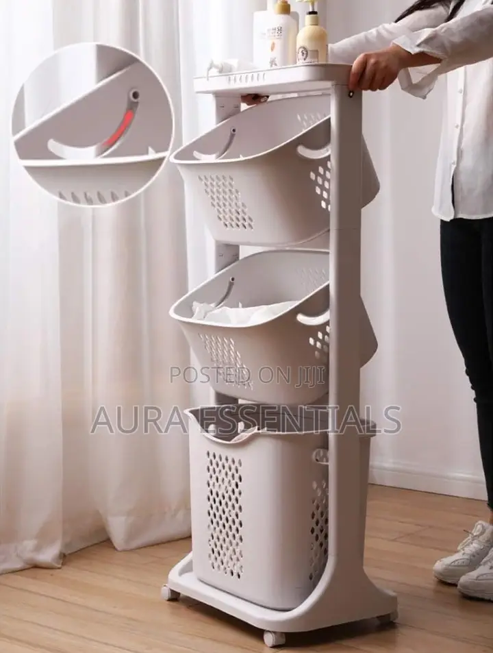 Laundry Basket 3 Tier Rolling Laundry Cart