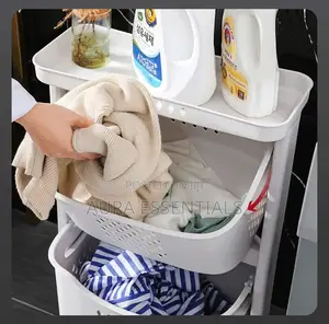 Laundry Basket 3 Tier Rolling Laundry Cart