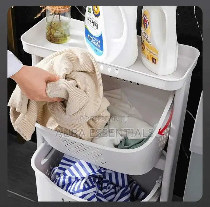 Laundry Basket 3 Tier Rolling Laundry Cart