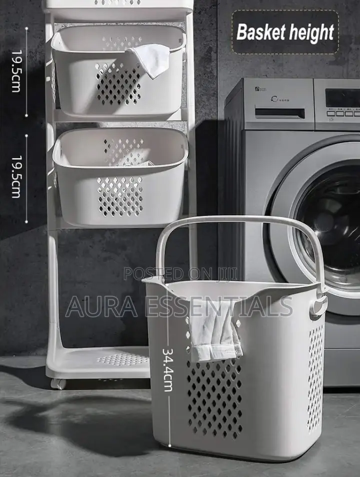 Laundry Basket 3 Tier Rolling Laundry Cart