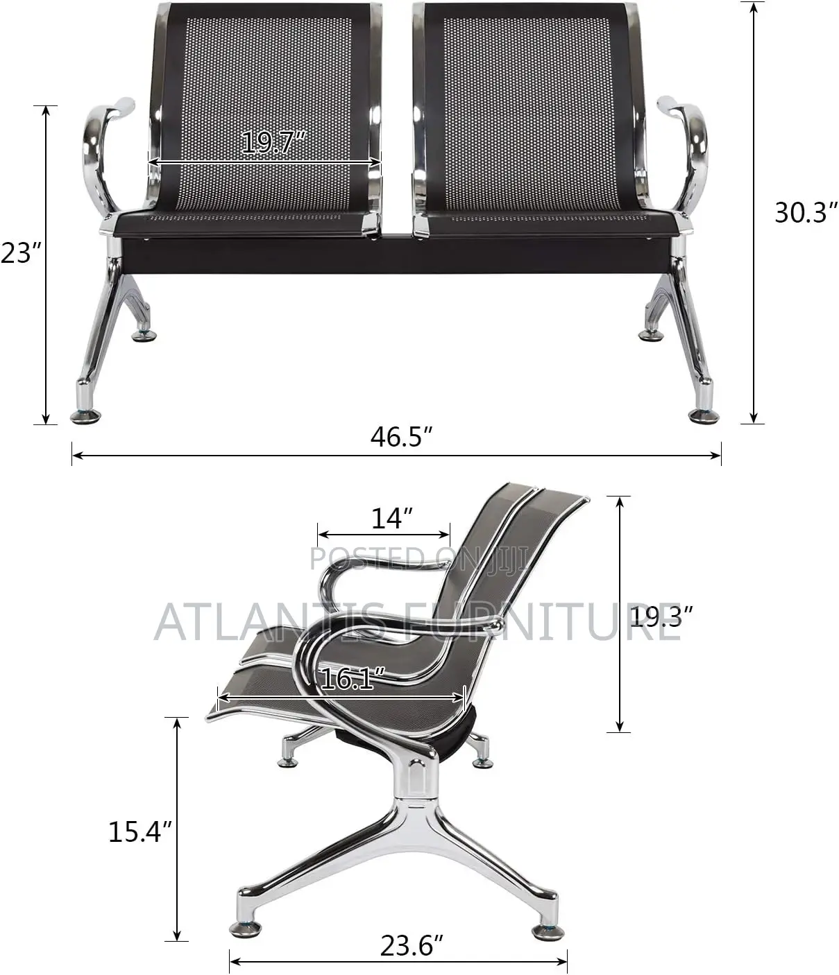 Two Seater Measurements Waiting Chair