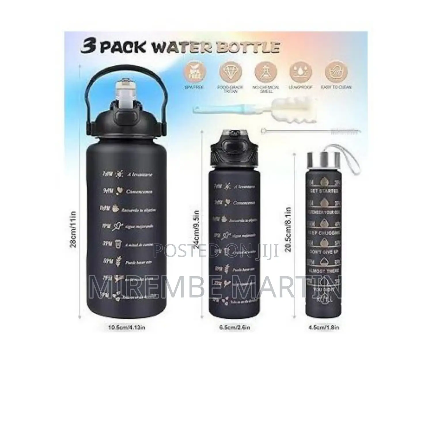 3pcs Motivational Sports Bottles.
