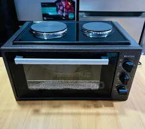 Blue Frame 35 Litres Electric Oven With 2 Hot Plates on Top.