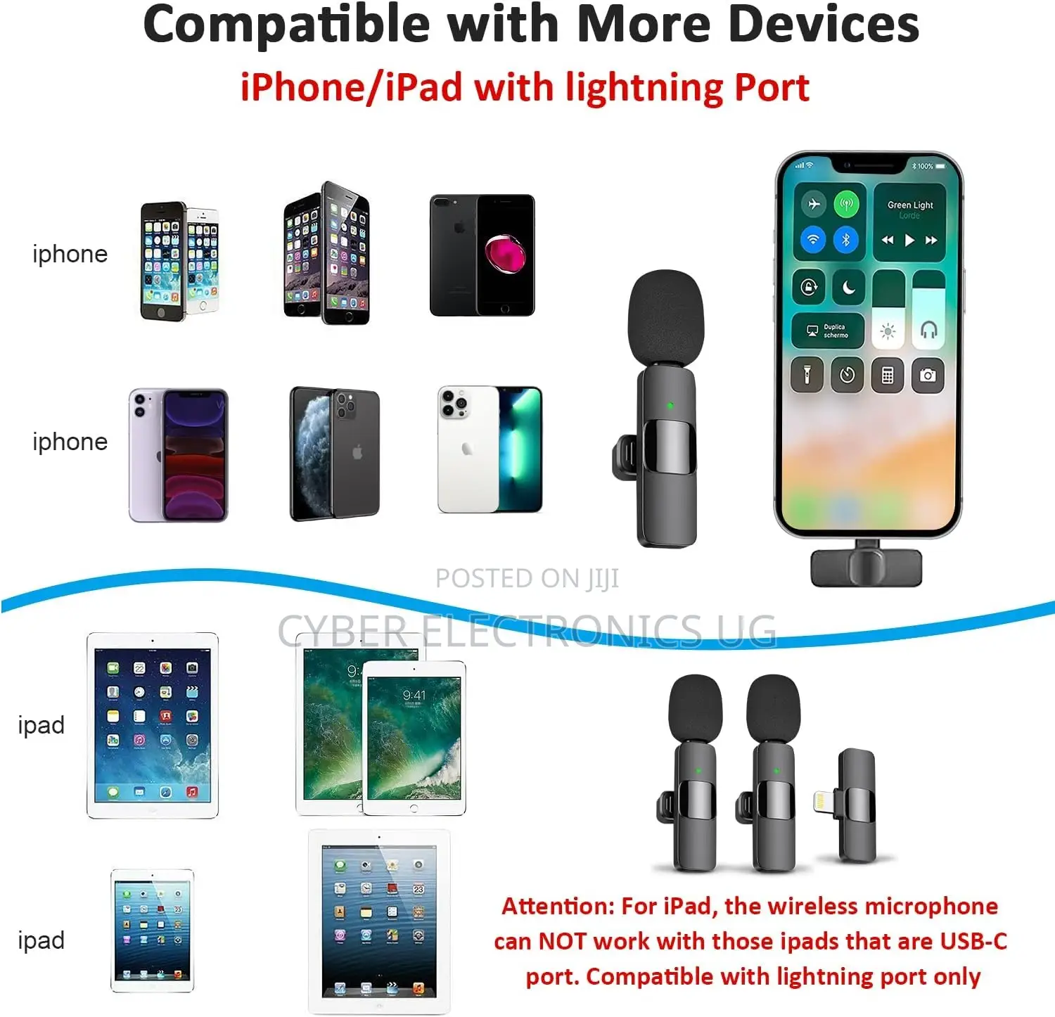 Professional Wireless Lavalier Lapel Microphone for iPhone