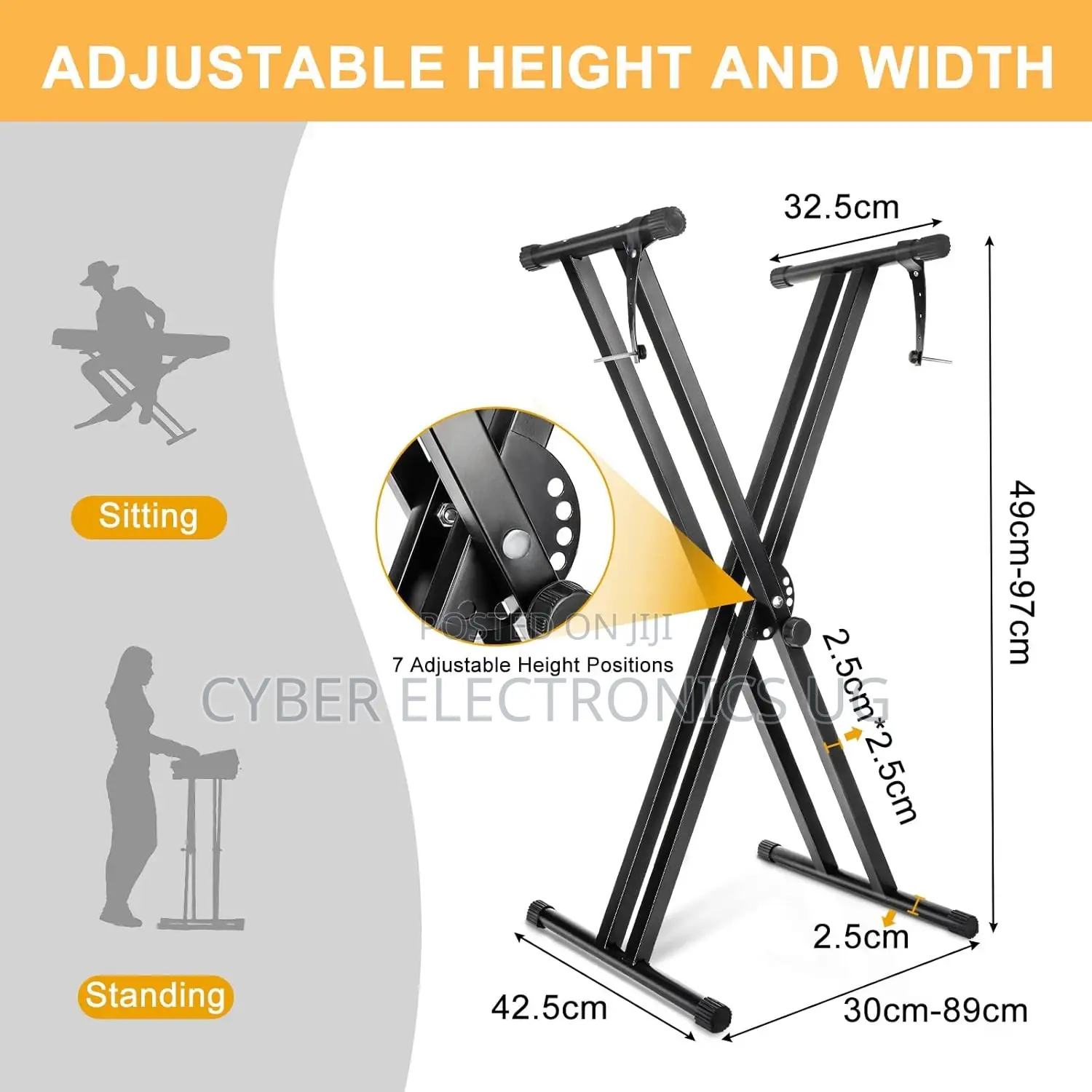 Universal Adjustable Keyboard Piano Stand With Locking Strap
