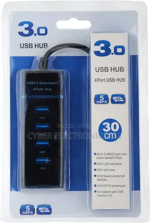 4-Port USB 3.0 Ultra-Slim Data Hub With 30cm Extended Cable