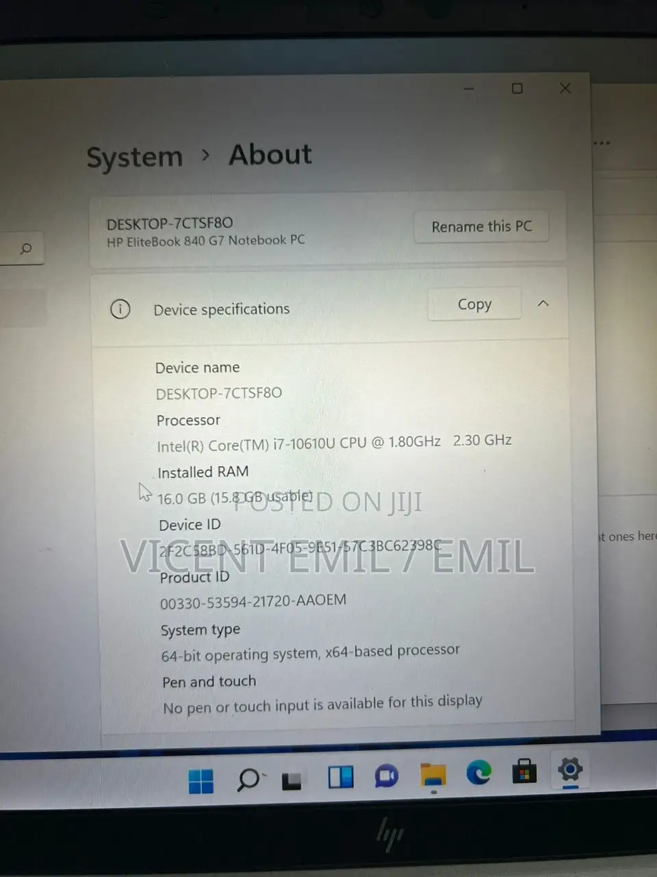 Laptop HP EliteBook 840 G7 16GB Intel Core I7 SSD 512GB