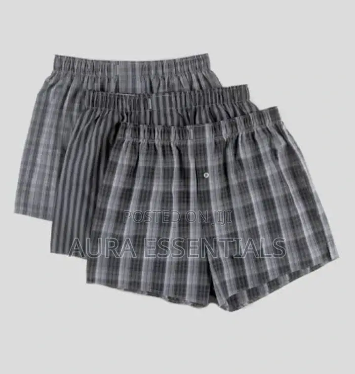 3pcs High Quality Men Checked Boxers