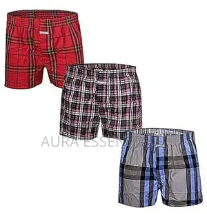 3pcs High Quality Men Checked Boxers