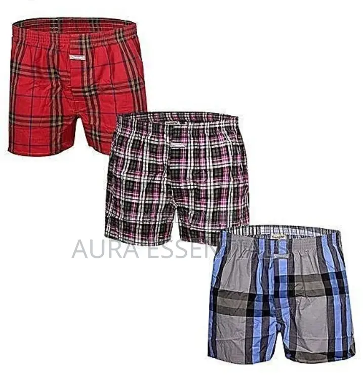 3pcs High Quality Men Checked Boxers
