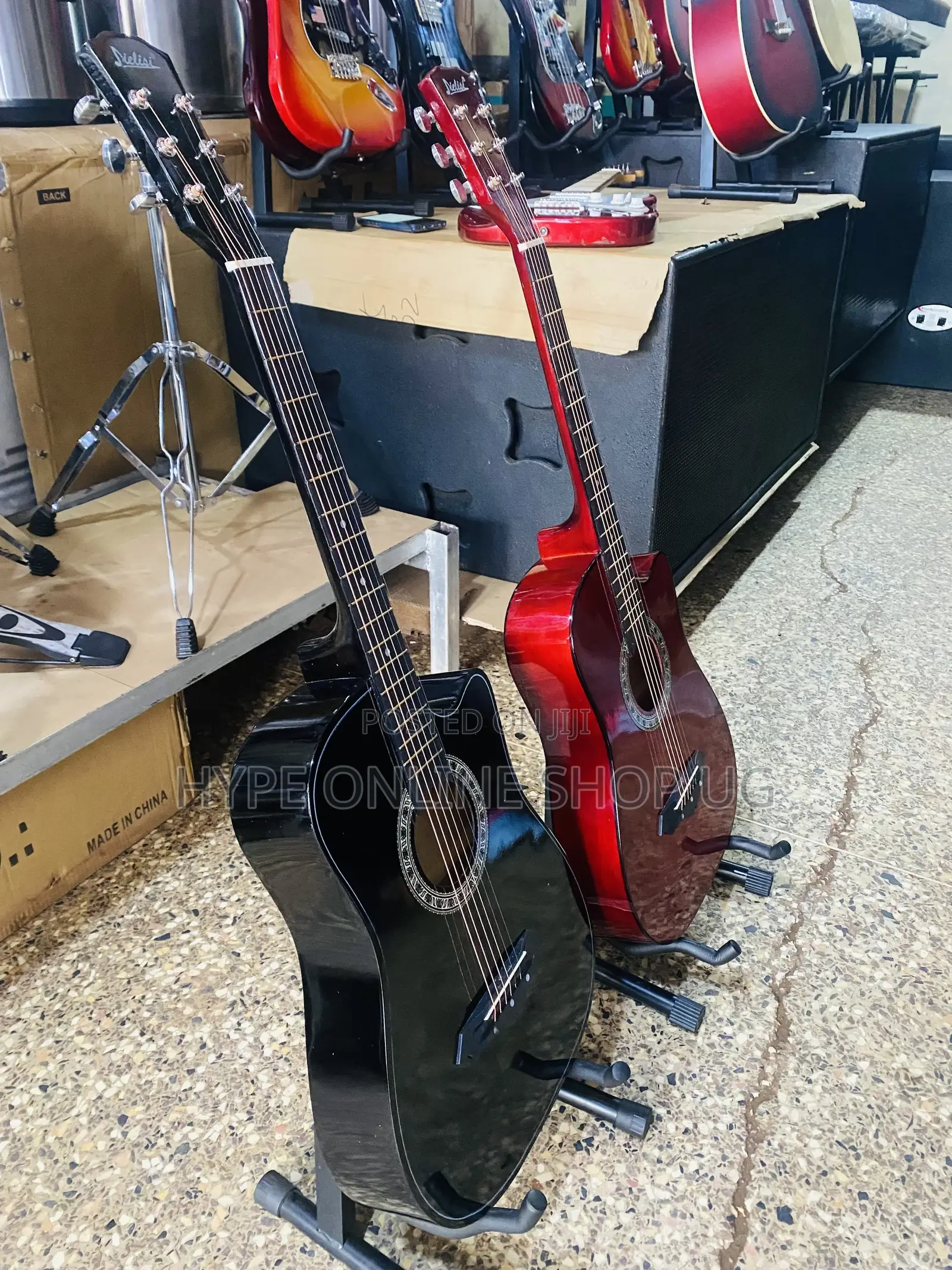Black and Marun Acoustic Guitars