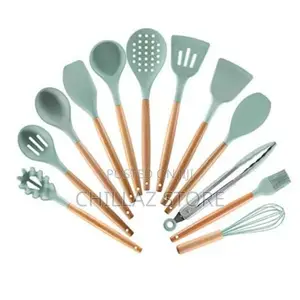 A Set of Nonstick Silicone Kitchen Spoons
