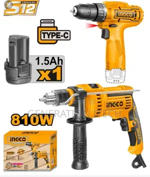 Ingco 2pcs Drill Combo Kit - Impact and Rechargeable Drill