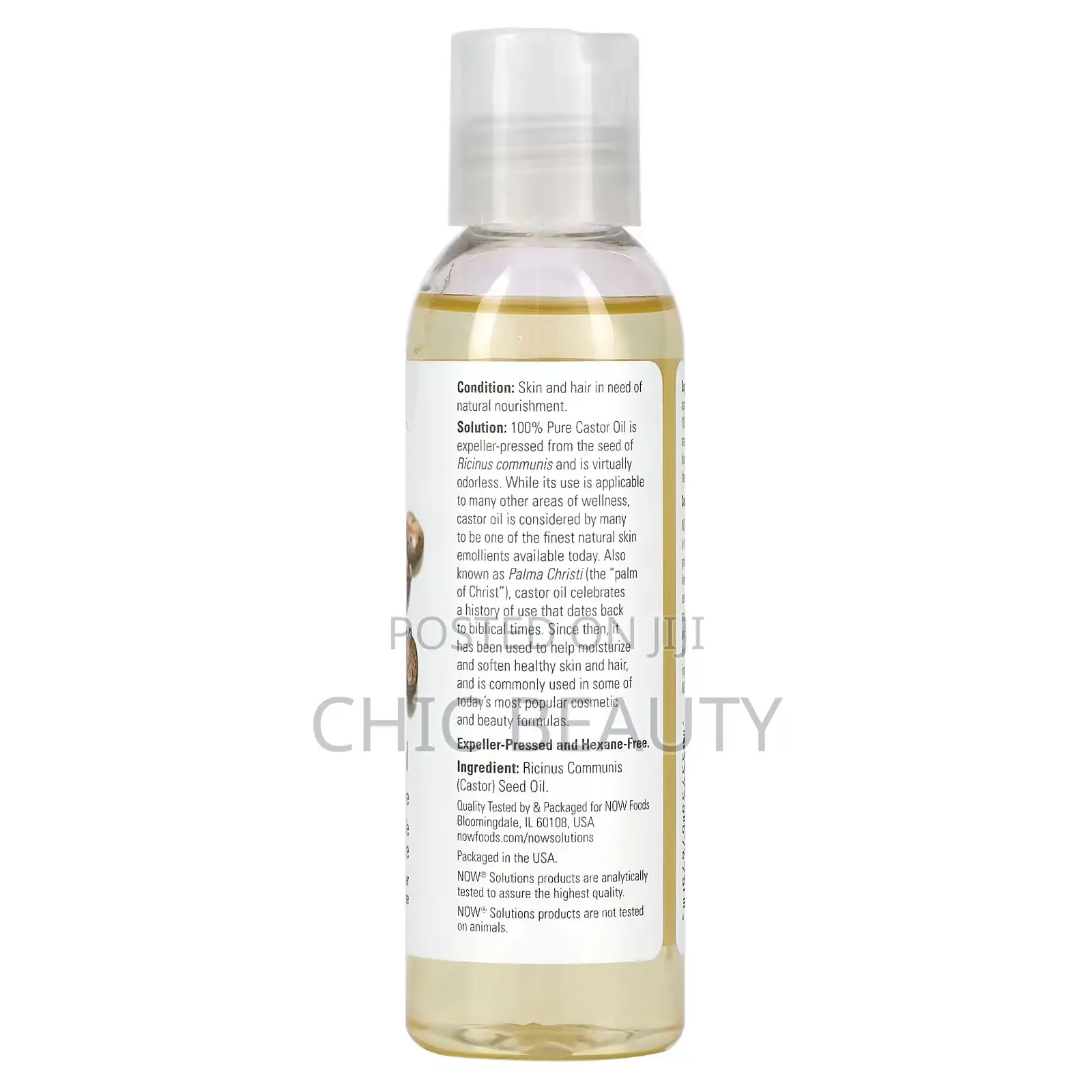NOW Foods, Solutions, Castor Oil, 4 Fl Oz (118 Ml)