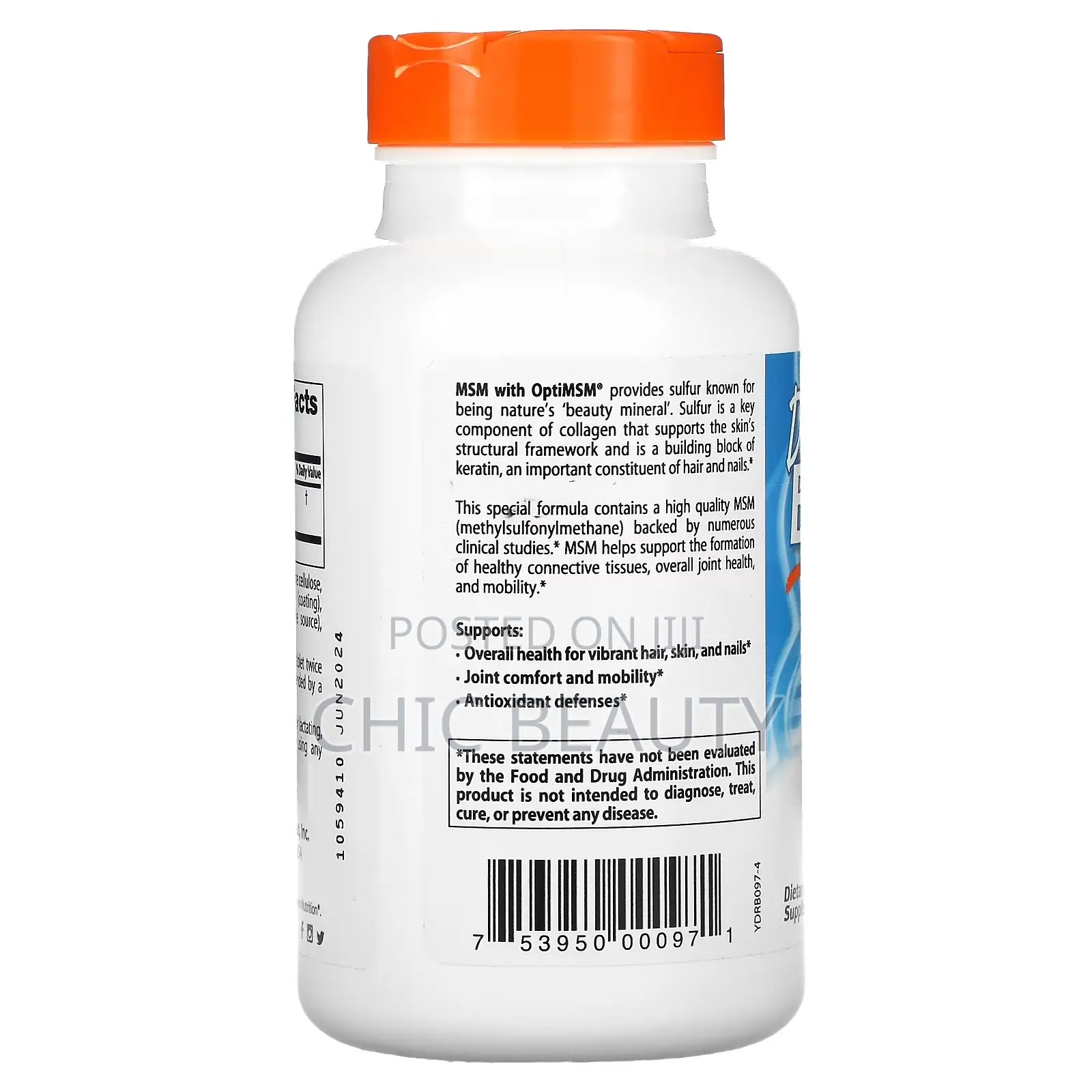 Doctor's Best, MSM for Skin,Hair Nails 1500mg, 120tablets