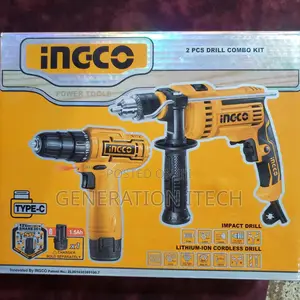 Ingco 2pcs Drill Combo Kit - Impact and Rechargeable Drill