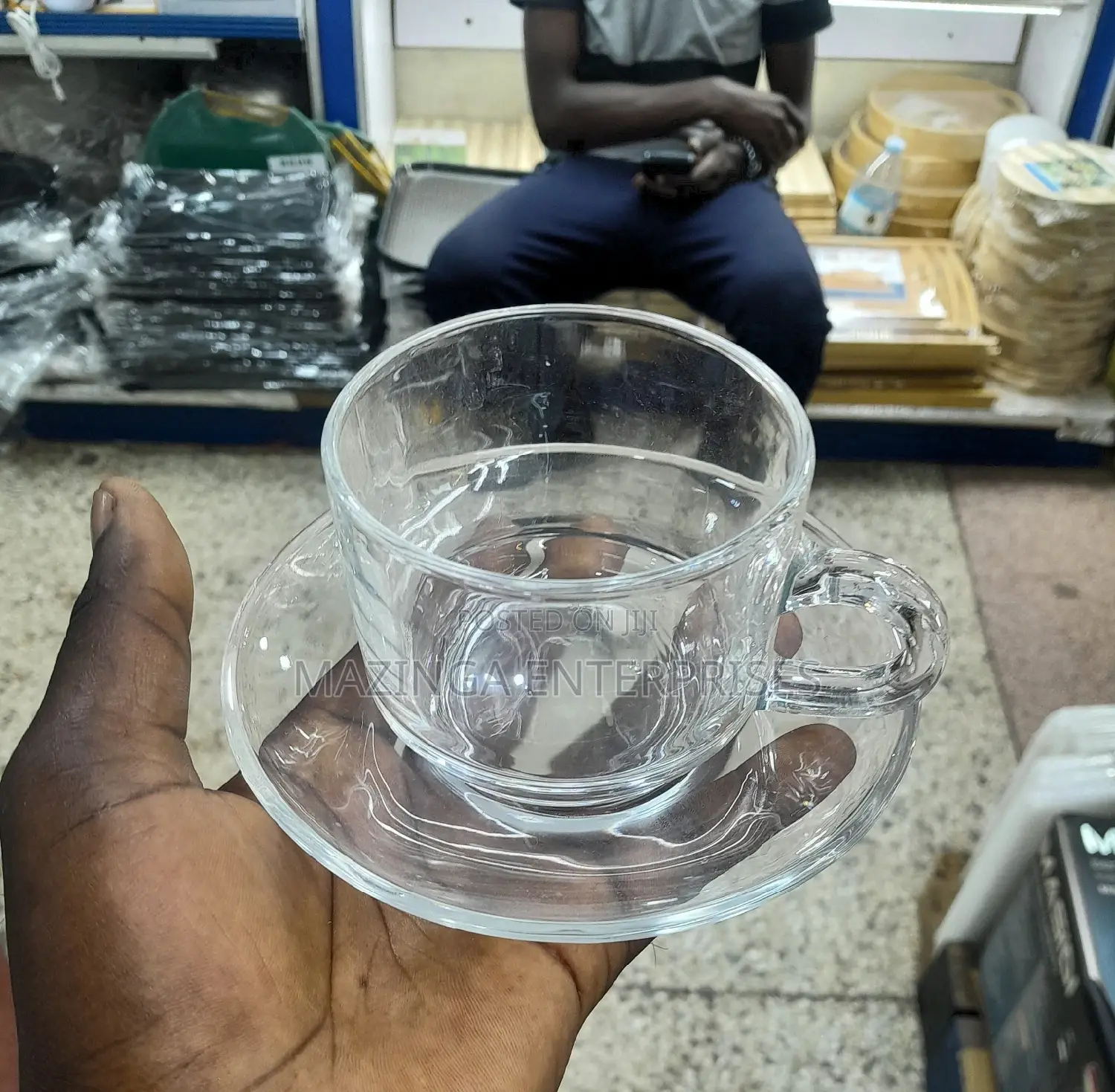 6pcs Glass Coffee Tea Cup With Saucer